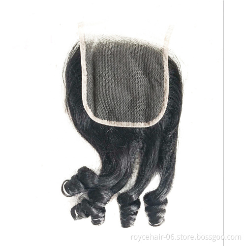 Royce Brazilian fummi Remy Hair 4*4 Lace Closure 100% Natural Color Human Hair with closure 1 pcs